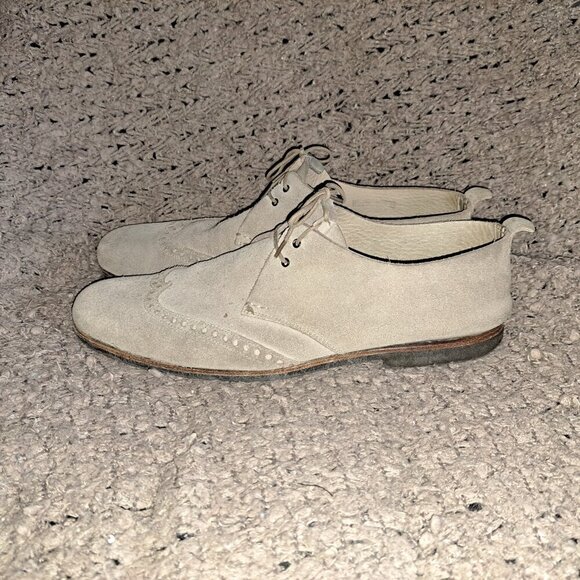 HESCHUNG-Beige Suede Brogue Lace Up Loafers-Size 7.5 UK/9 US-Very Good - Picture 2 of 8